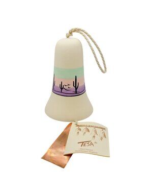 Tesa Southwest Pottery Hand Painted Clay Bell Wind Chime 6.5 Inch Vintage